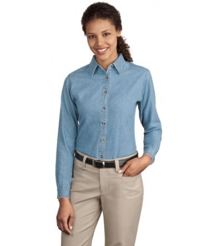 Port & Company - Ladies Long Sleeve Value Denim Shirt. LSP10